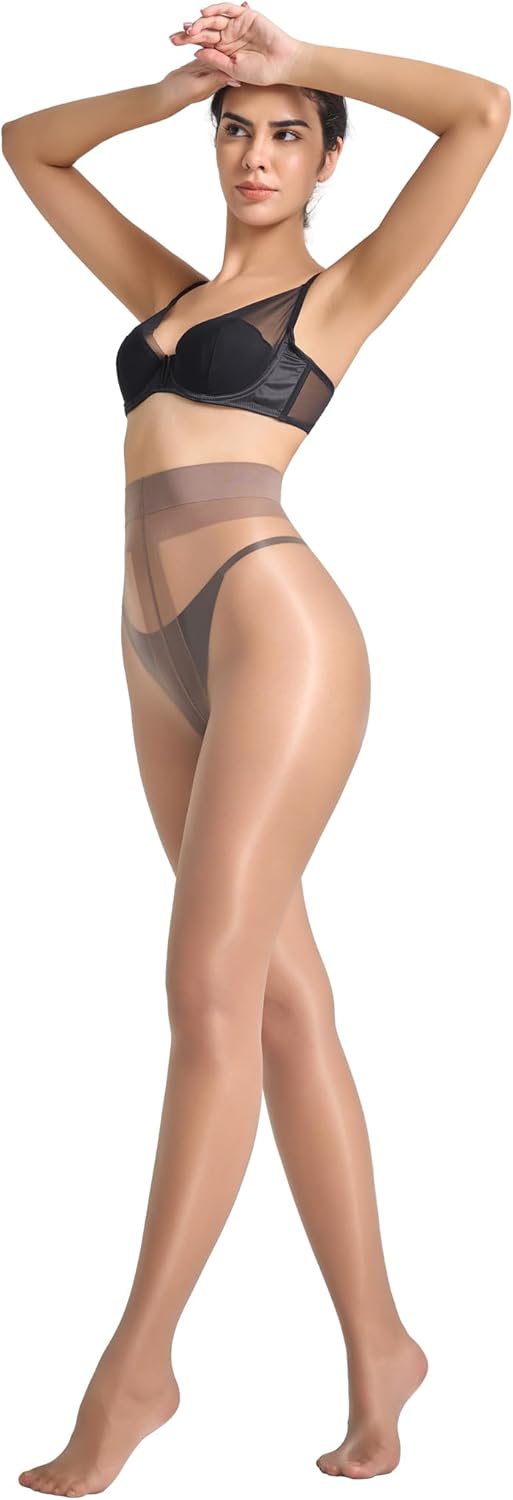 LABELLA Multicolor 15D Shiny Tights Ultra Sheer Stylish Pantyhose with Silky Smooth & Nude-Invisible Feel