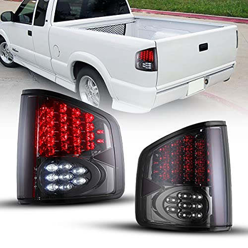 Nixon Offroad Tail Lights for Chevrolet Chevy S10 1994-2004 / GMC Sonoma 1994-2004 / Isuzu Hombre 1996-2000 Tail Lamps LED Rear Lights Car Rear Lamps Assembly Replacement (Chrome Housing/Smoke Lens)