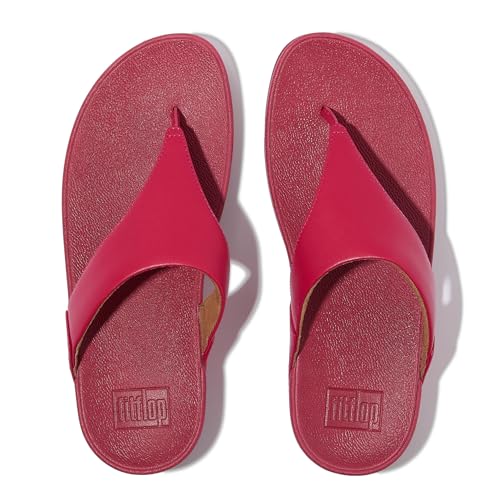 Image of FitFlop Women's Lulu Leather Toepost Redberry 7.5