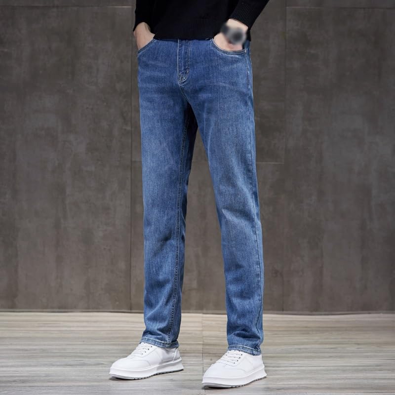 Casual Slim Straight Leg High Stretch Foot Skinny Jeans Solid Color Denim Pants3