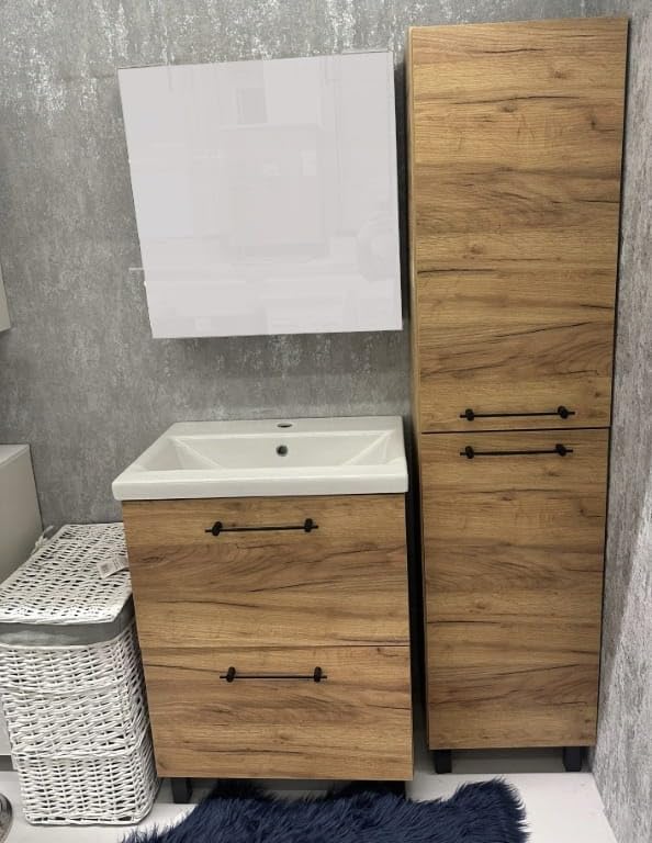 JUNGBORN Hoge badkamerkast NOVE 160x35x35 cm wit kopen