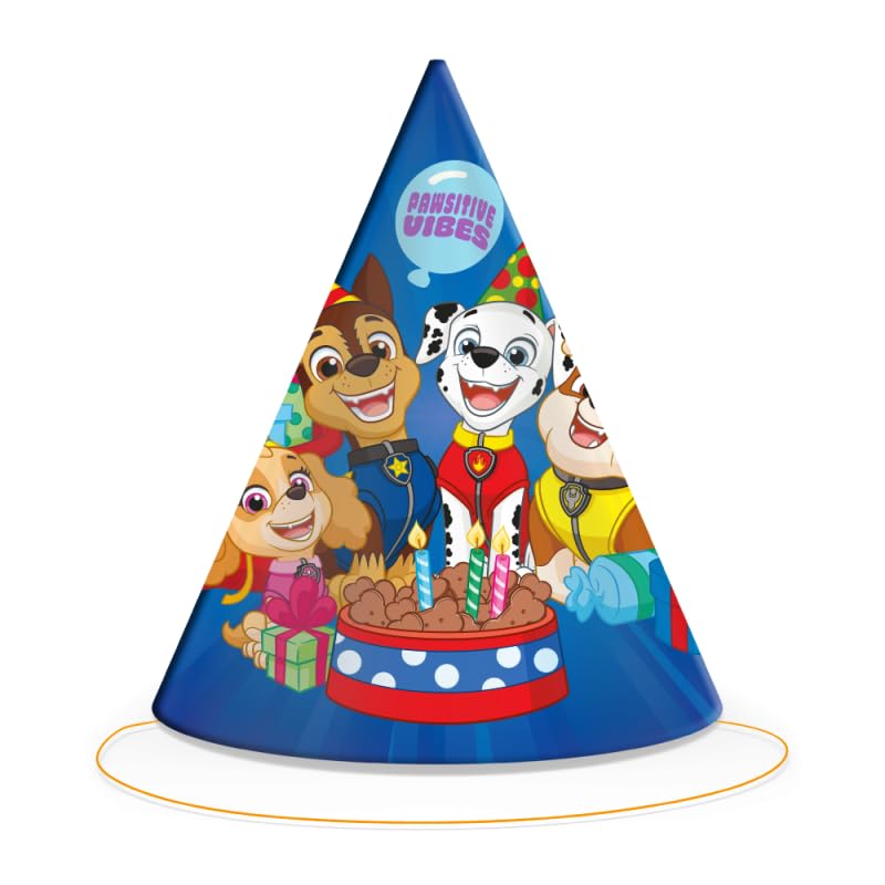 BeenSmile, Gorros Cumpleaños Patrulla Canina, Gorros de Cartón, Decoración Cumpleaños Infantil, Decoración PAw Patrol, Gorritos para Fiesta de Infantil, 6 Unidades
