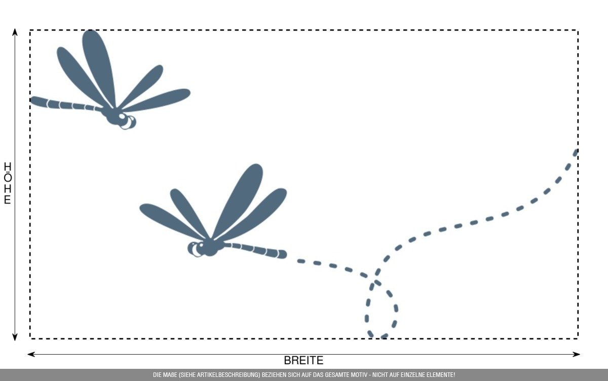 Aufkleber » Libellenpaar, 140x78,9cm, Metallic Taubenblau • Dekoaufkleber/Autoaufkleber/Sticker/Decal/Vinyl