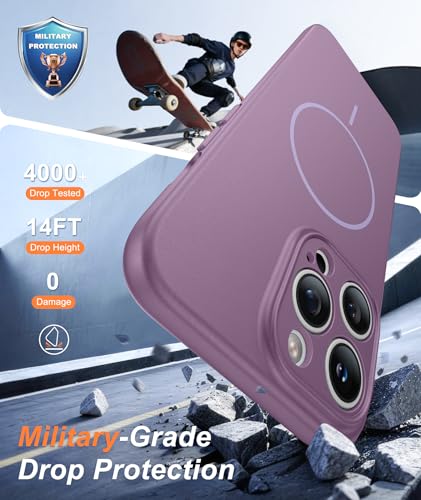 Image of FNTCASE for iPhone 14 Pro Max Case Lavender: [Compatible with Magsafe] Solid Matte 14 Pro Max Magnetic Phone Cover with [Full Camera Protection] [Screen Protector] Military Grade Shockproof Protective