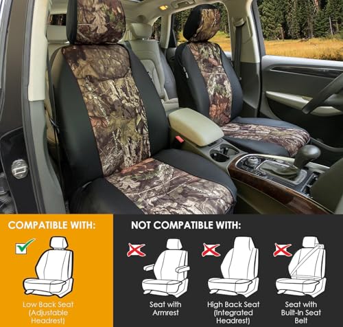 Image of LPI Truck Mossy Oak Heavy Duty Car Seat Covers for Front Seats; Fits Sedans and SUVs, Includes Front and Rear Storage Pockets, Built-in Molle Style Organizer; Semi-Custom Fit; 2pcs