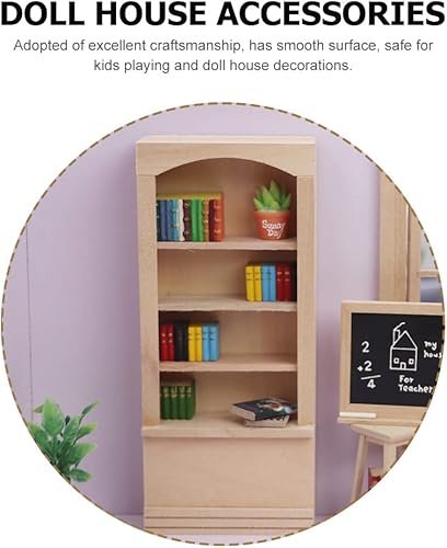 Miniatura 4 de LUOZZY Mini librero modelo de casa de muñecas en miniatura, estantería pequeña para decoración del hogar