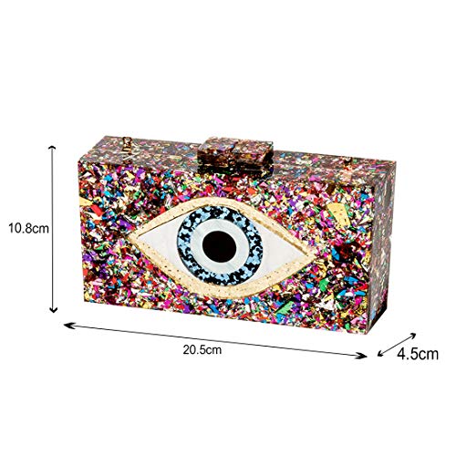 Letode Clutch Purses For Women-Evil Eye Acrylic Clutch Glitter Purse Evening Bag Chain Shoulder Crossbody Handbags(Multicolor) #TOP6
