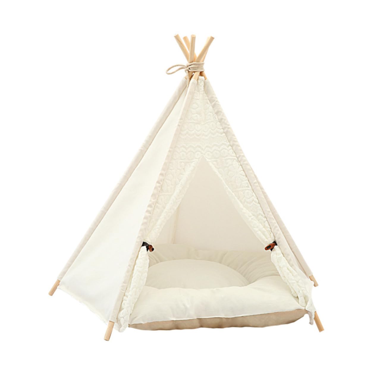 Niche pour Chien Pliable en Toile Coussin Amovible, Tente Triangulaire en Toile Lavable de Taille Moyenne, Abri Confortable et Portable pour Petits Chiens et Chiots