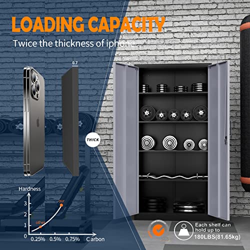 image for Yizosh Metal Storage Cabinet with Locking Doors and 5 Adjustable Shelv