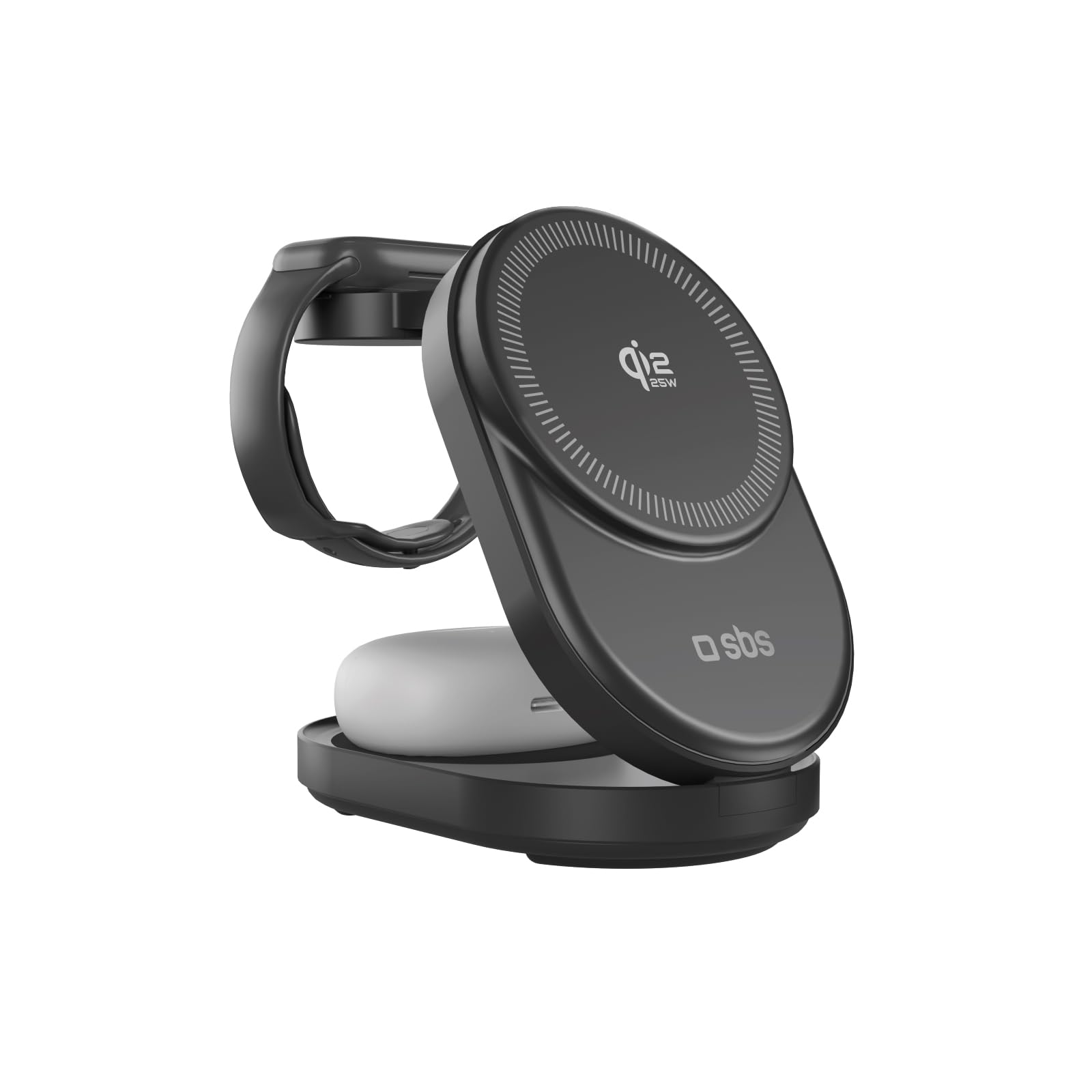SBS Qi2 25W Power Dock 3in1 MFI MagSafe, Caricatore Wireless per iPhone, AirPods, Apple Watch, Ricarica Rapida 35W (25W+5W+5W), Caricabatterie Magnetico, Alimentazione USB-C, Certified MFI, Nero | Caricatore Wireless per iPhone, AirPods, Apple Watch, Cari