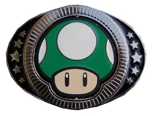 Super mario brothers reversible green/red mushroom Novelty Belt Buckle