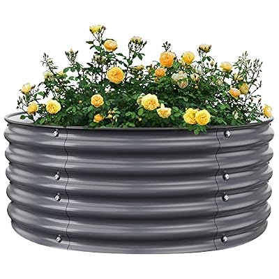 Nossta Raised Garden Bed Kit,Metal Planter Boxes Outdoor for Vegetables, Oval Large Bottomless Planter Raised Beds Kit with Safety Edging for Gardening Herb Fruits and Flowers