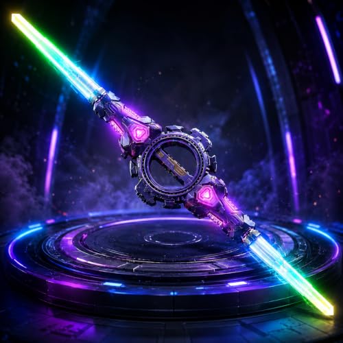 Image of VikriDa Retractable Sword, Double-Edged Spinning Sword with FX Sound & Multi-Color LED, Double-Headed Telescopic Expandable Light Swords Toy, Charge with Any C-Type Cable (Cable Not Included)