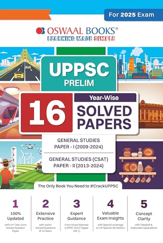 Oswaal UPPSC Prelims 16 Year-Wise Solved Papers General Studies P...