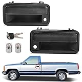 Exterior Door Handle w/Lock Cylinder & Keys for Chevy C1500 C2500 C3500 K1500 K2500 K3500 GMC Yukon Front Left & Right Chevrolet GMC Truck Door Handles Replace 15742229 15742230