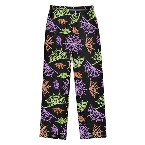 ZZXXB Colorful Cobweb Boys Long Pants Soft Trousers Elastic Waist Kids Lounge Bottoms with Pockets S-XL