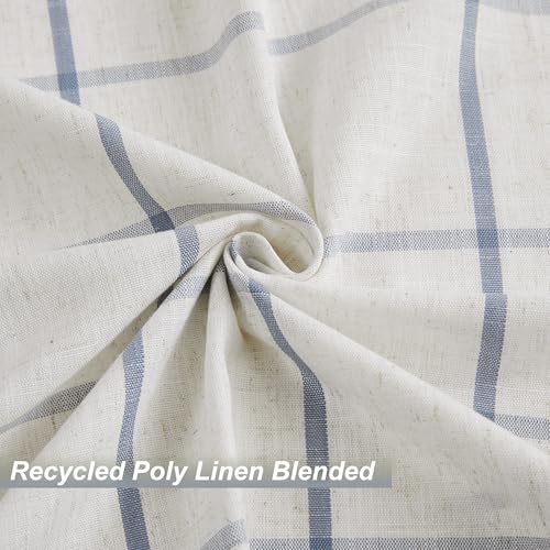 Vision Home Blue Plaid Linen Pinch Pleated Semi Sheer Curtains 40Wx108Lx2 - image 5