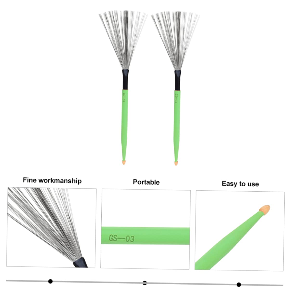 GALPADA 1Pair Durable Carbon Steel Wire Drum Brushes with Handle Percussion Instrument Accessories for Drummers Practical and Comfortable Grip for Enhanced Performance