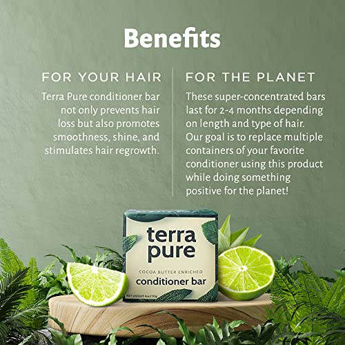 Terra Pure Conditioner Bar | Cocoa Butter Enriched By 1-Shoppe | Plastic Free, Soap Free, Vegan, Plant Based, Sustainable, Eco-Friendly, & Zero Waste #TOP1