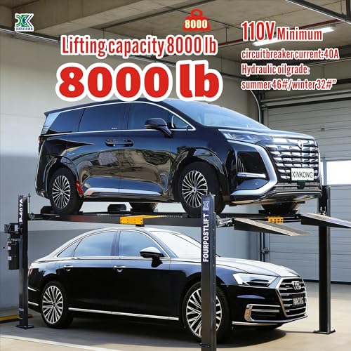 Image of XK 4 Post Car Lift 8000 lb Mobile Portable Parking Lift 110V with Wheels