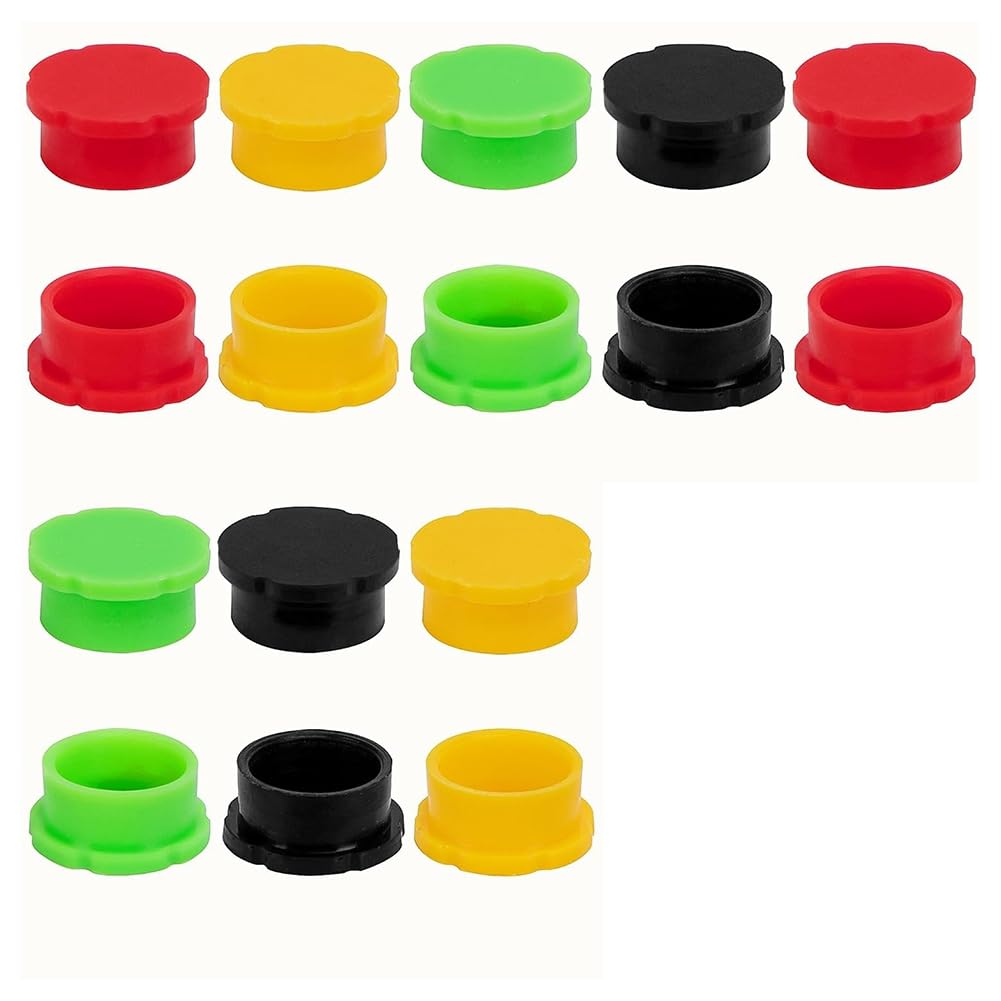 UDSKNV[KSL Reusable 3ml 16 Pcs Protective Vial Caps, Leakproof Silicone Glass Vial Caps Covers, 4 Colors Glass Vials Protective