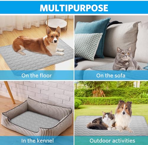 Mannice Dog Cooling Mat, Pet Cooling Mat for Dogs Cooling Blanket for Dogs Dog Cooling Pad for Kennels, Crates, Cars, Indoor & Outdoor Ice Silk Cooling Mat for Extra Large Dogs Puppy Cats - Image 6