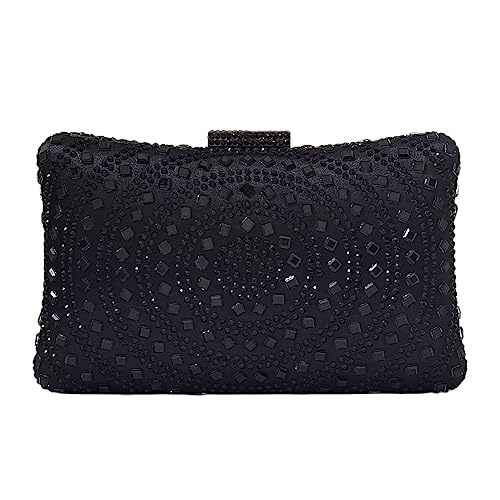 Image of Crystal Box Clutch Rhinestone Handbags For Women Party Purse Wedding Evening Bag