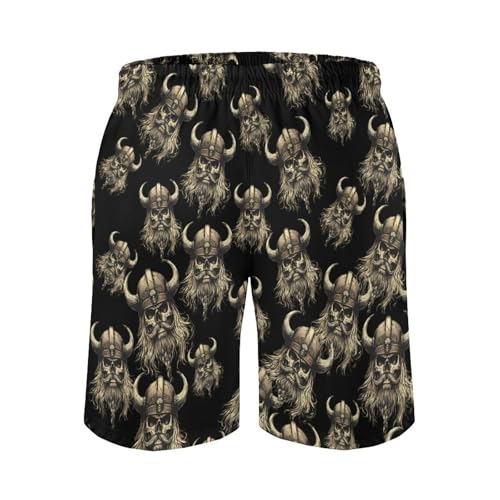 Skull Vikings Mens Swim Trunks Quick Dry Beach Swimming Shorts with Mesh Lining and Pockets4