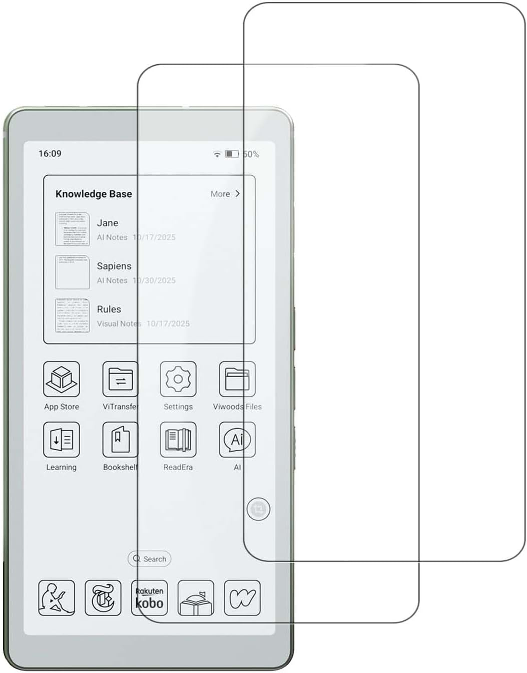 NOUKAJU [2Pack] Screen Protector for VIWOODS AiPaper Reader, HD Protective Film,6h Hardness,Scratch,Anti-Fingerprin,Protective Film for VIWOODS AiPaper Reader 6.13inch(Not tempered glass)