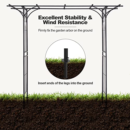 Tangkula 7.3 Ft Garden Arbor, Metal Arch With Trellis For Climbing Plants Outdoor, Decoration Outdoor Garden Archway With Gate For Vines, Flowers, Wedding, Bridal Party, Ceremony #TOP3