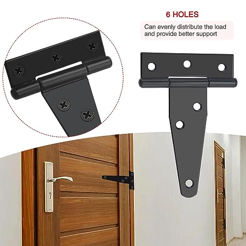 YIXISI 4 PCS 3 inch T-Strap Hinges, Strap Tee Hinge, Metal Gate Strap Hinge with 24 PCS Screws - Image 4