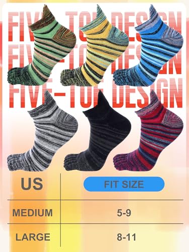 Image of Fourluoo 3 /6 Pairs Women Toe Socks Cotton Breathable Ankle Five Toe Socks for Men Women Athletic Running