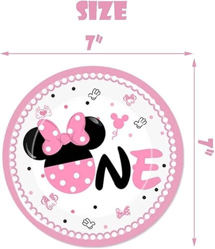 Miniatura 4 de LetDec Juego de vajilla de fiesta de primer cumpleaños para niñas, 60 piezas, un juego de vajilla para niñas, platos de papel, servilletas,