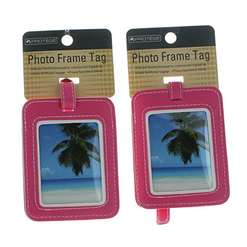 Travel Photo Frame Luggage Tags Set of 2 Pink