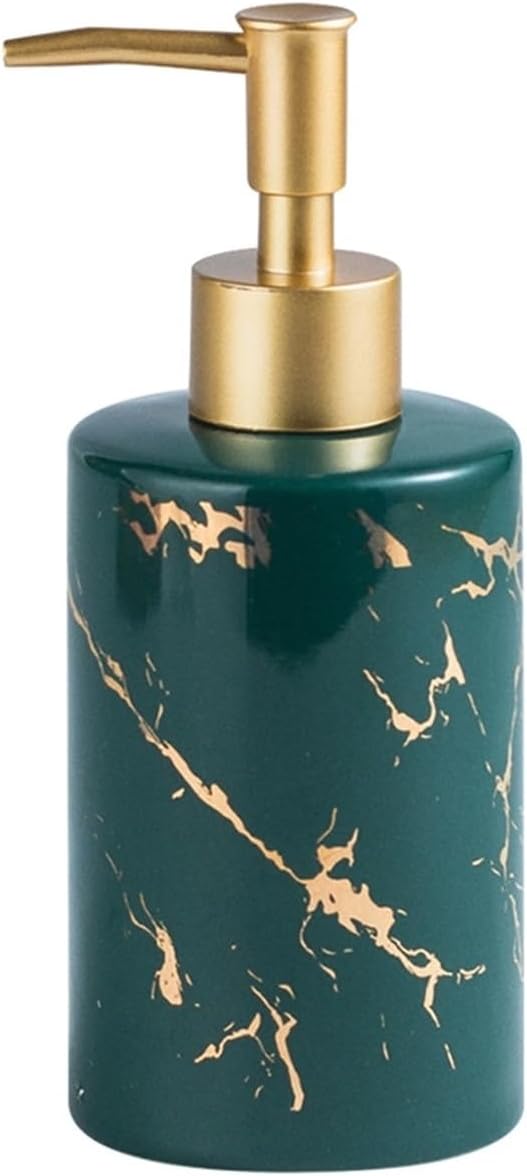 Modern Simple Ceramic Straight Soap Dispenser Hotel Club Bathroom Lotion Press Pump Bottle Bathroom (Green)