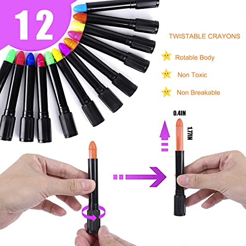Moonear FACE PAINT CRAYONS 01 12 Colors Glow Face Body Paint, Uv Crayons Makeup Glow In The Black Light Body Paints thumb #5