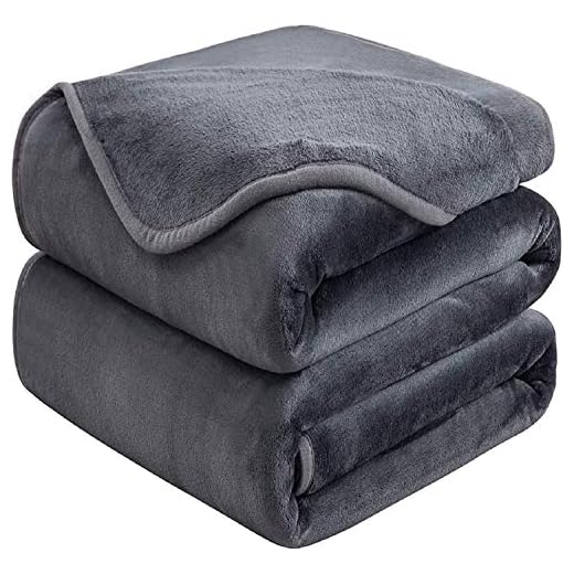 Plaid Couverture Polaire 220x240cm Gris Foncé Doux et Chaud - HOZY