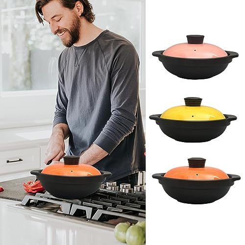 Ollas de cerámica, olla de barro china klener para cocinar, ollas de cerámica para cocinar con tapa, olla de barro para cocinar, olla de barro, olla de sopa antiadherente con tapa, olla de barro