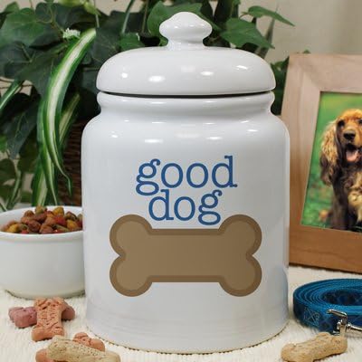 GiftsForYouNow Good Dog Personalized Dog Treat Jar, 10" Ceramic, Rustic, Air Tight, Leak Proof, Holds 10" x 7.5" x 8" Treat Jar with Name