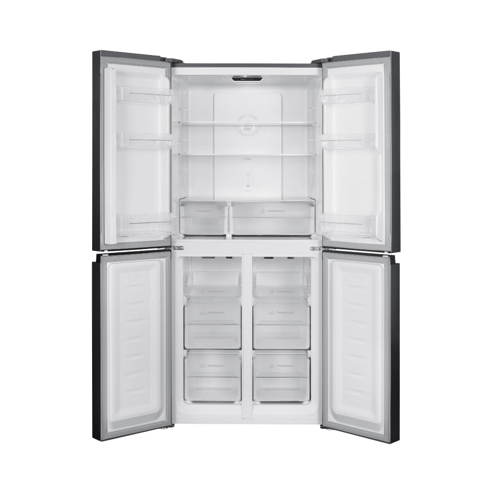 Privileg PRGF 6421 XP4E French Door Kühl-Gefrierkombination, 421 l Nutzinhalt, Total NoFrost, Multipower-Inverter-Kompressor, On-Door-Display, 39 dB, Edelstahloptik