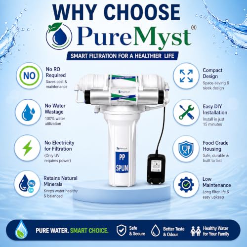 Image of 3 Stage Gravity Base Filter Without RO For Municipal Water With Active Carbon & UV Water Purifier