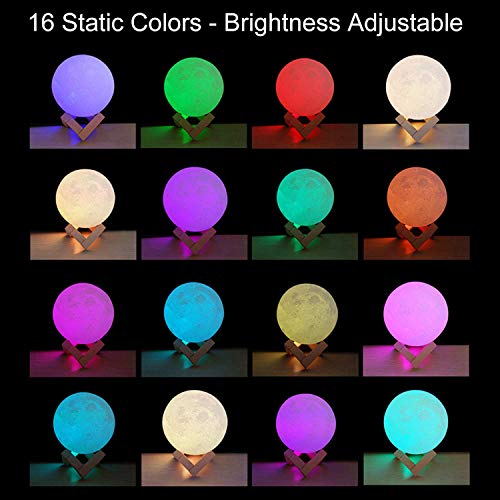 Dtoetkd TDW1042G Moon Lamp, 16 Colors 3D Printed Moon Lights Kids Night Light thumb #2