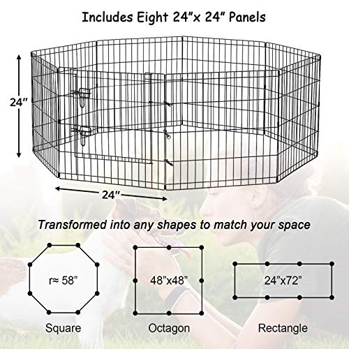 Artmalle ARTMALLE-3 Puppy Pet Playpen 8 Panel 24 Inch Indoor Outdoor Metal Portable Folding Animal Exercise Dog Fence Ideal For Pet Animals Dog Cat Rabbit Breed Puppy thumb #2
