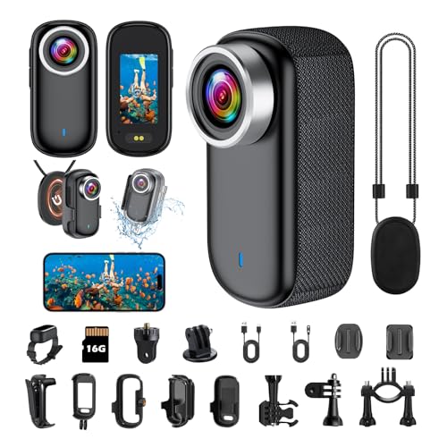 YCCNIU Cámara de Acción WiFi 4K Mini Cámara de Acción para Casco, Cámara Deportiva WiFi de 150° con Pantalla de 1,47 Pulgadas y Magnética, Pequeña Cámara Corporal para Moto y Vlogs de Viajes