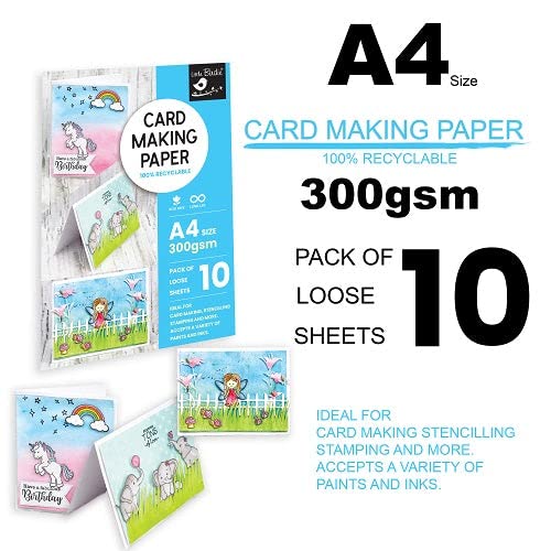 Image of Little Birdie Card Making Paper 300 GSM A4 Size, 10 Sheets | Durable Paper for Card Making, Stenciling, Stamping, Die Cutting, and Mixed Media Crafts