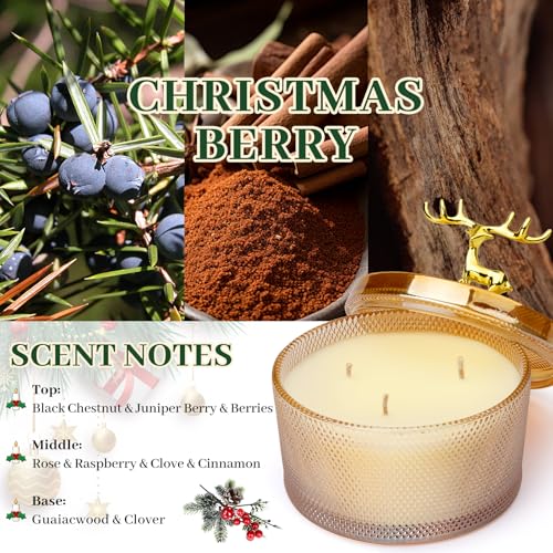 Scented Candles, Mother's Day Gifts for Women and Men 3 Wick Large Candle with Berry Smell, 50H Long Burning - Image 3