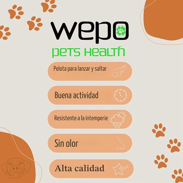 Foto 3 de 8 de WEPO Pelota para Perros de 6 cm de Diámetro - Juguete Interactivo de Goma Maciza Color Naranja