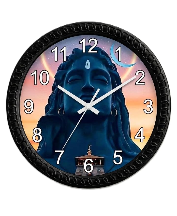 Adi Yogi Shiva Wall Clock 10 Inch Silent Non-Ticking Quartz Clock | Premium Decorative Wall Clock for Living Room, Bedroom, Office,Temple & Yoga Studio | HD Print Black Frame_AY_04-image-7