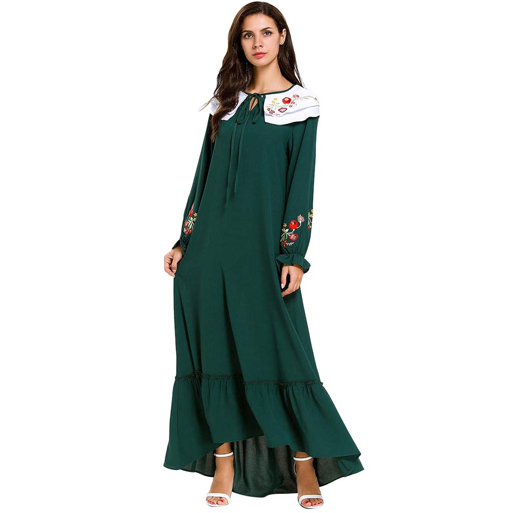 opwieWomen's National dress Abaya Islamic Muslim Middle Eastern Long Dress