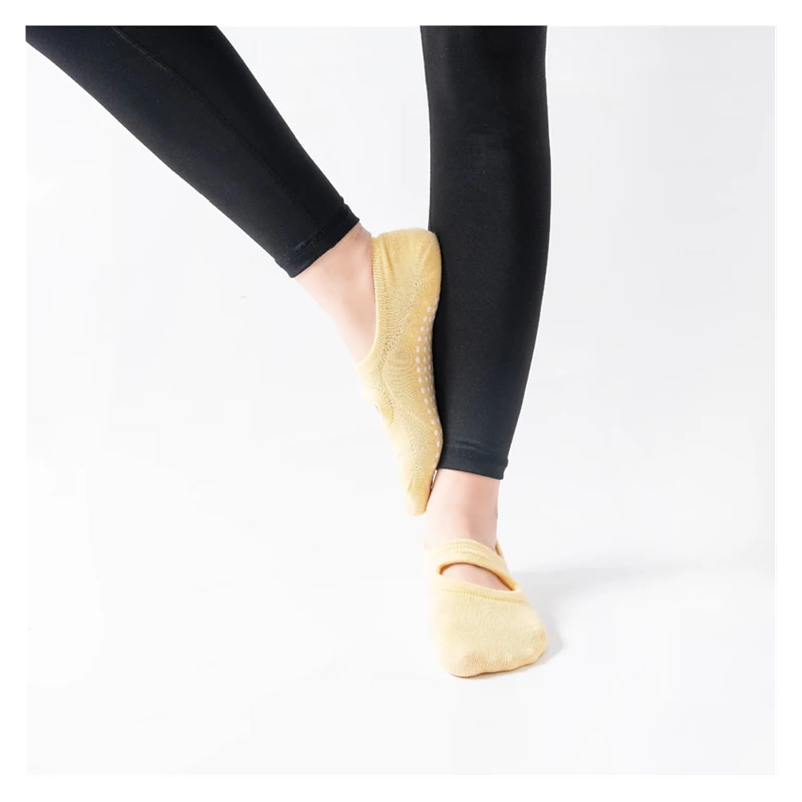 Calcetines Pilates Yoga Calcetines de Yoga transpirables for mujer, medias antideslizantes de silicona for Pilates, algodón, sin espalda, for Fitness, baile, Ballet, zapatillas deportivas(Light Green)